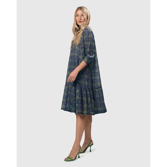 Alembika Bluebell Cotton Voile Trapeze Dress Floral Lagenlook size 14 - 16 $320 - Picture 5 of 12